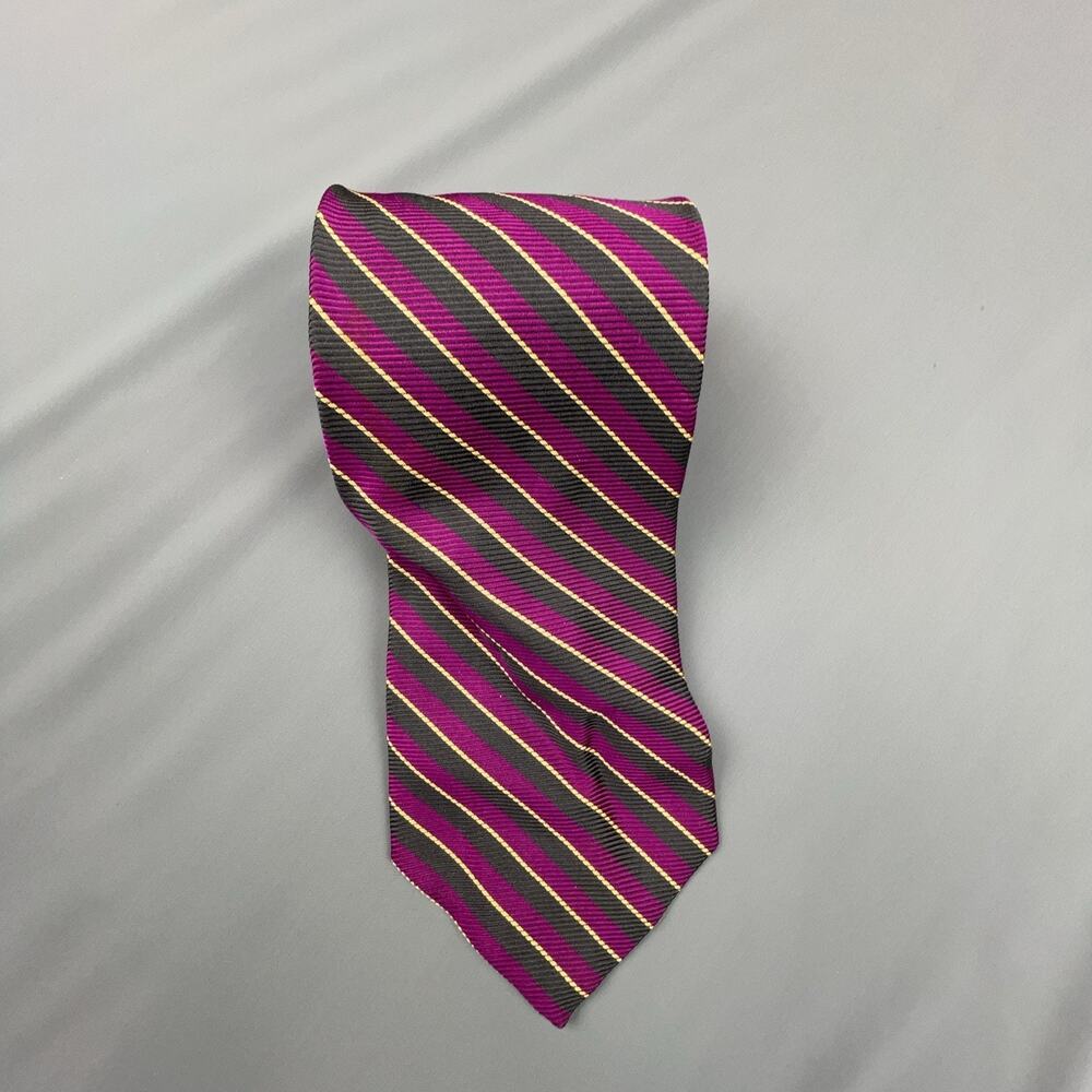 Brooks Brothers Silk Tie | Purple Gold Ribbed London USA Made